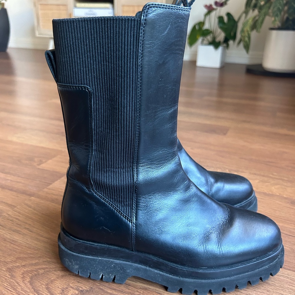 Black Mid Rise COS Combat Boots